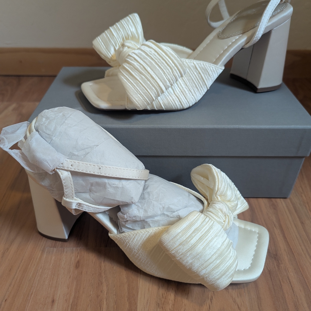 ASOS Cream Bow Block Heels